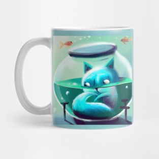 Goldfish Breathe Air and Have a Pet Cat in a Bowl Mug